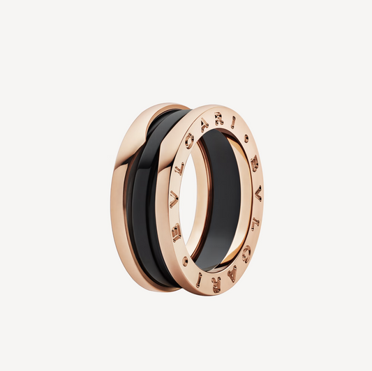 [Renovia Jewelry]ZERO 1 TWO-BAND LOOPS AND BLACK CERAMIC PINK GOLD RING