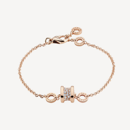 [Renovia Jewelry]ZERO 1 SOFT PINK GOLD WITH PAVED DIAMONDS ON THE SPIRAL BRACELET