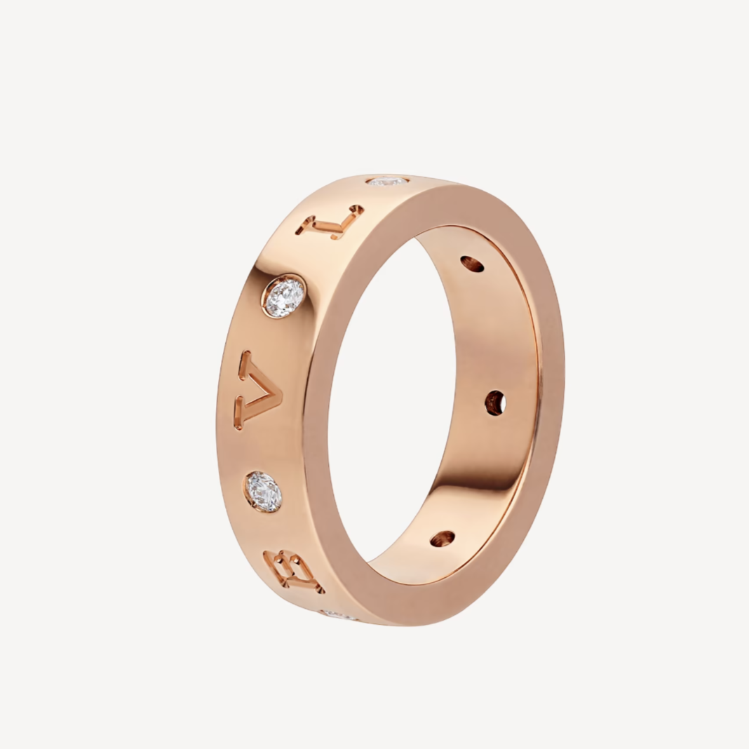 [Renovia Jewelry]ZERO 1 ESSENTIAL PINK GOLD BAND WITH DIAMONDS RING