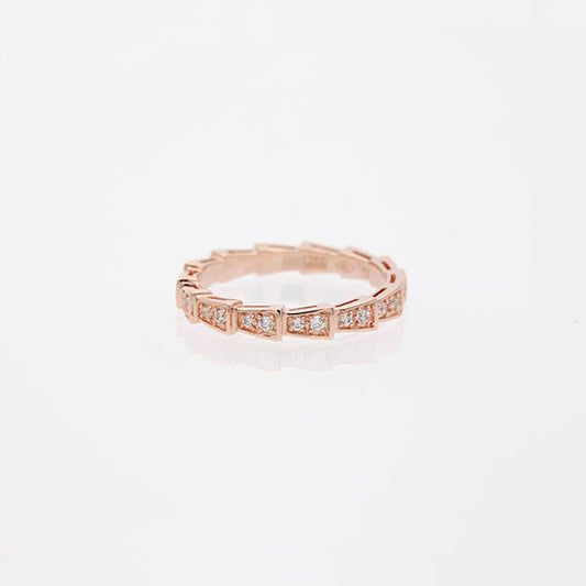 [Renovia Jewelry]SERPENTI RING PINK GOLD DIAMOND PAVED 3MM
