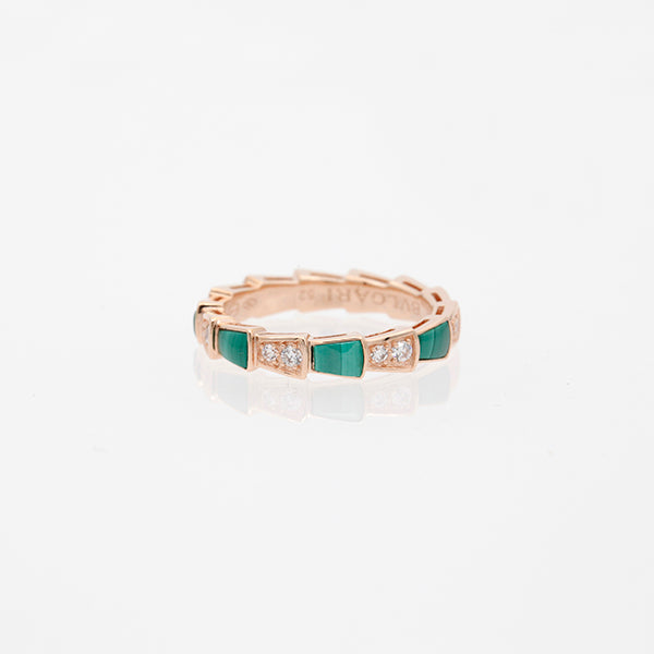 [Renovia Jewelry]SERPENTI RING PINK GOLD MALACHITE DIAMOND 3MM