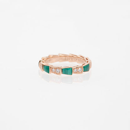 [Renovia Jewelry]SERPENTI RING PINK GOLD MALACHITE DIAMOND 3MM