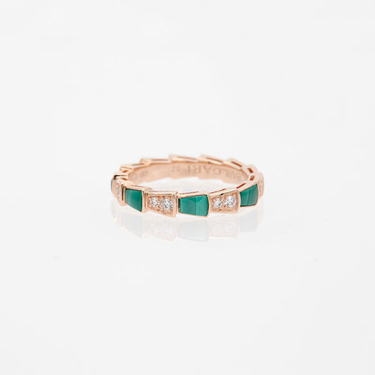[Renovia Jewelry]SERPENTI RING PINK GOLD MALACHITE DIAMOND 3MM