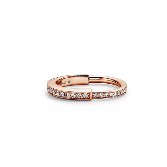 [Renovia Jewelry]LOCK RING PINK GOLD DIAMOND PAVED