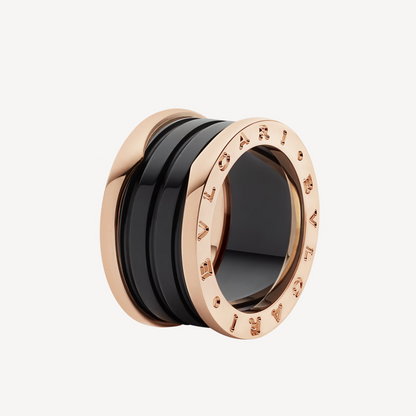 [Renovia Jewelry]ZERO 1 FOUR-BAND LOOPS AND BLACK CERAMIC SPIRAL PINK GOLD RING