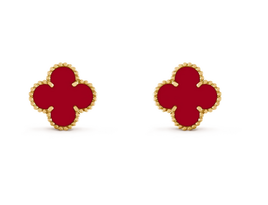 [Renovia Jewelry] CLOVER 20MM RED AGATE EARRINGS