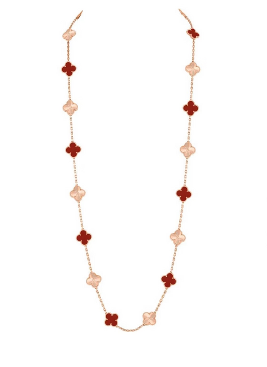 [Renovia Jewelry]CLOVER 20 MOTIFS LASER CARNELIAN NECKLACE