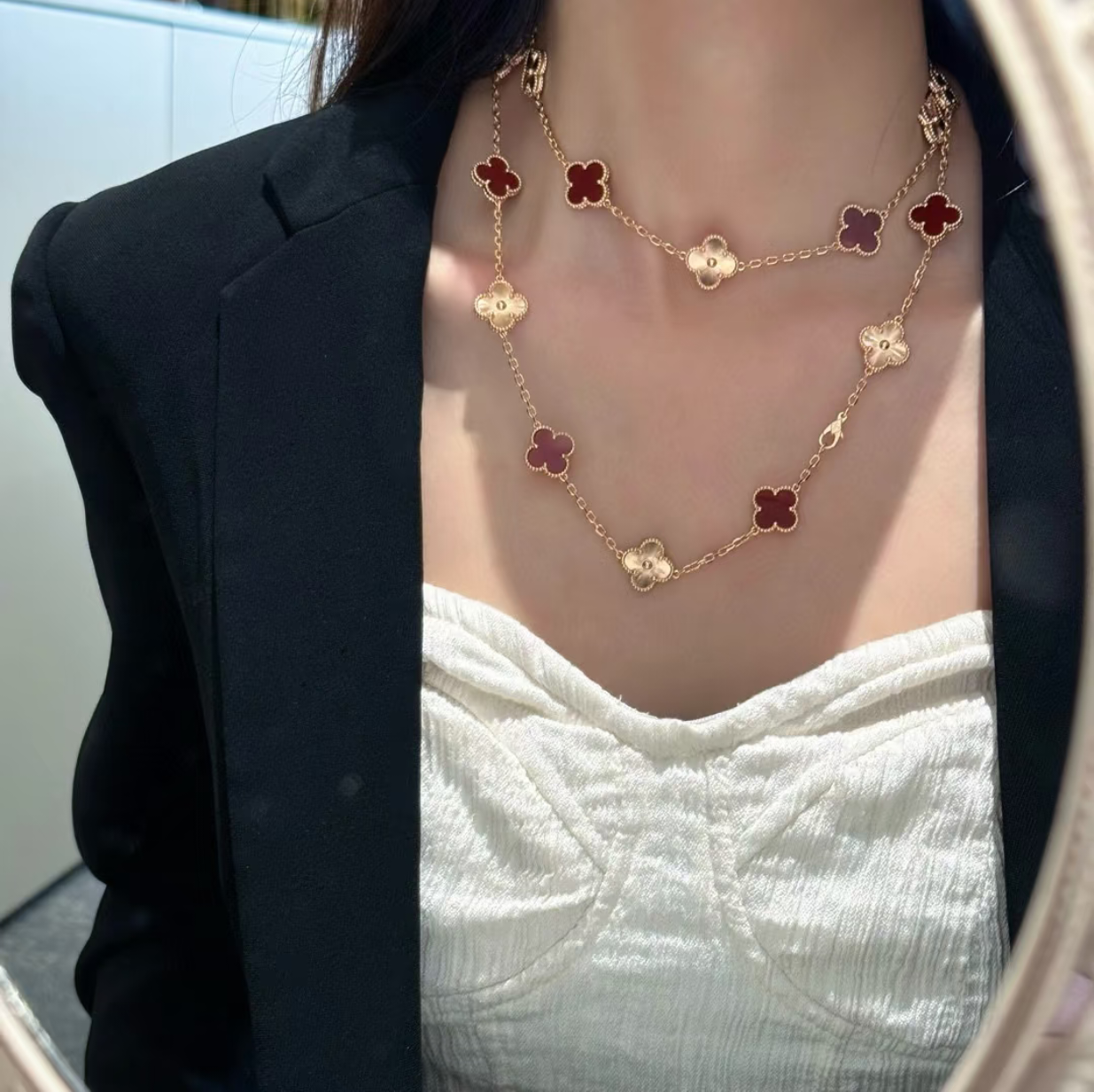 [Renovia Jewelry]CLOVER 20 MOTIFS LASER CARNELIAN NECKLACE