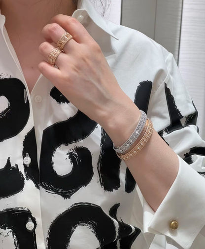 [Renovia Jewelry]2026 WOVEN-PATTERN BRACELET SET WITH FULL DIAMOND INLAY THREE-COLORS