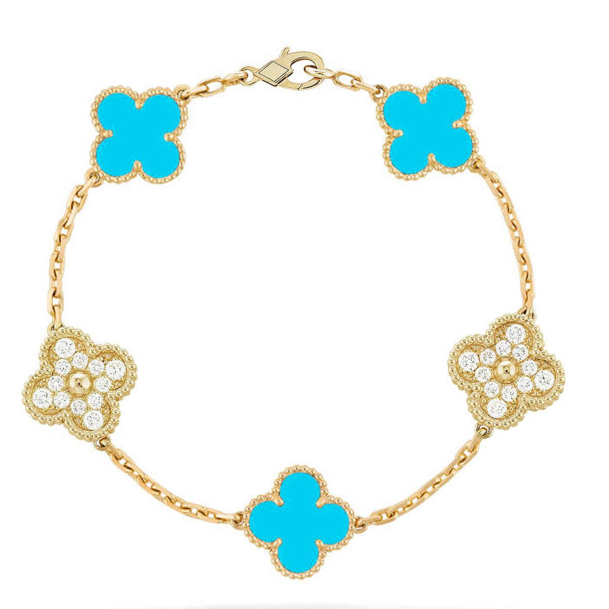 [Renovia Jewelry] CLOVER 5 MOTIF TURQUOISE BRACELET COLLECTION