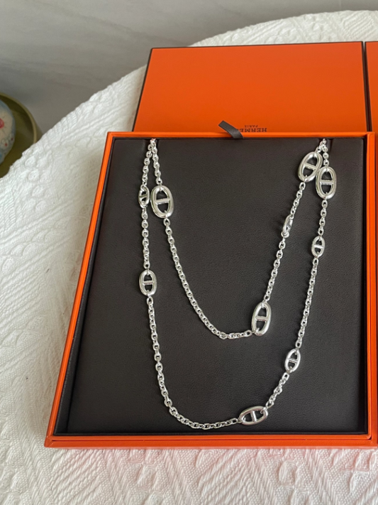 [Renovia Jewelry]Classic Silver Sweater Chain