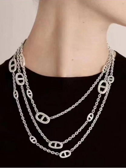 [Renovia Jewelry]Classic Silver Sweater Chain