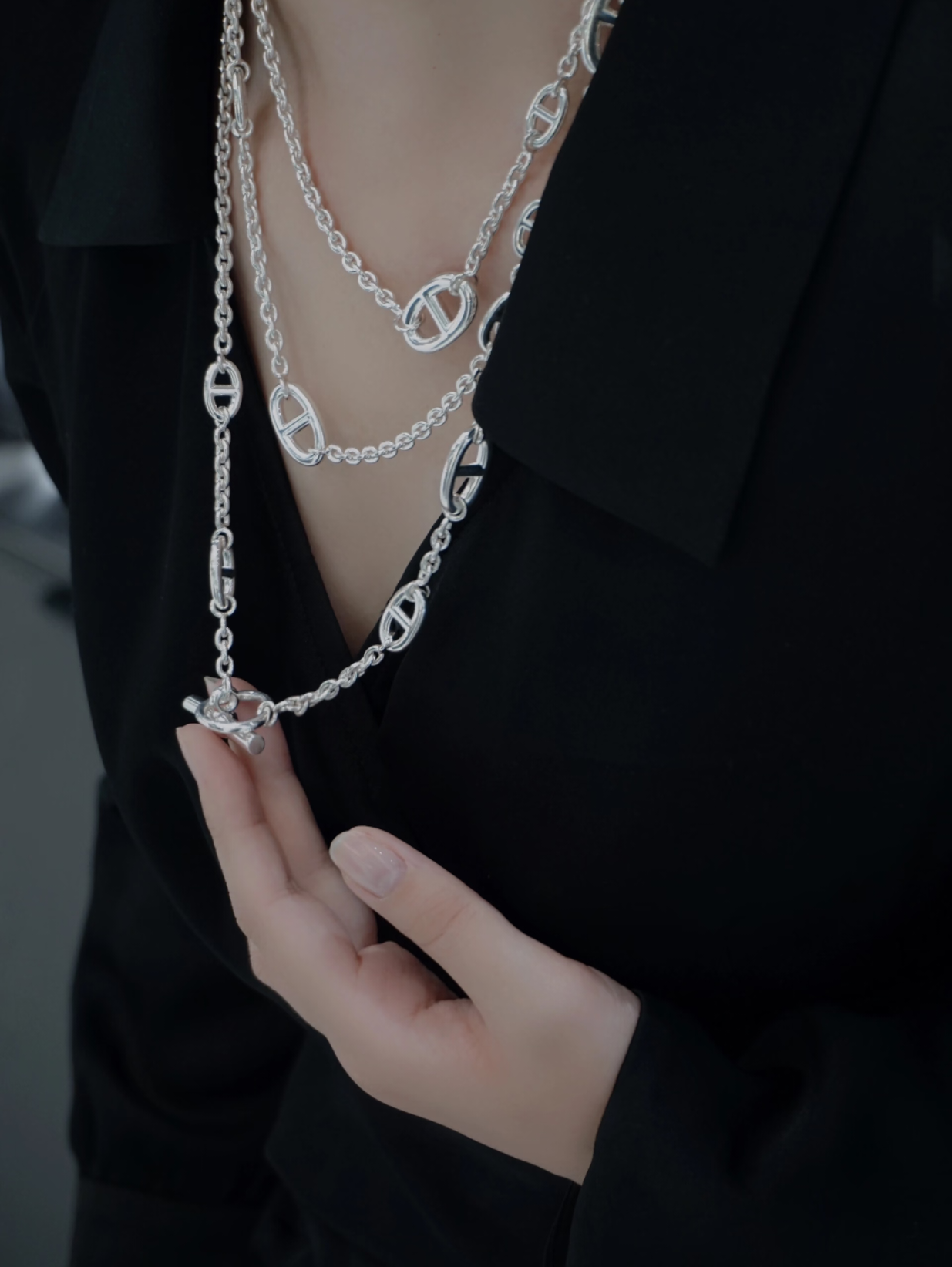[Renovia Jewelry]Classic Silver Sweater Chain
