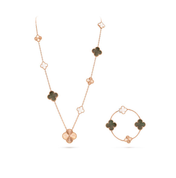 [Renovia Jewelry]DETACHABLE CLOVER 15(11+4) FLOWER SILVER NECKLACE SET