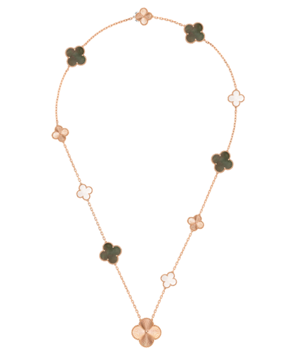 [Renovia Jewelry]DETACHABLE CLOVER 15(11+4) FLOWER SILVER NECKLACE SET