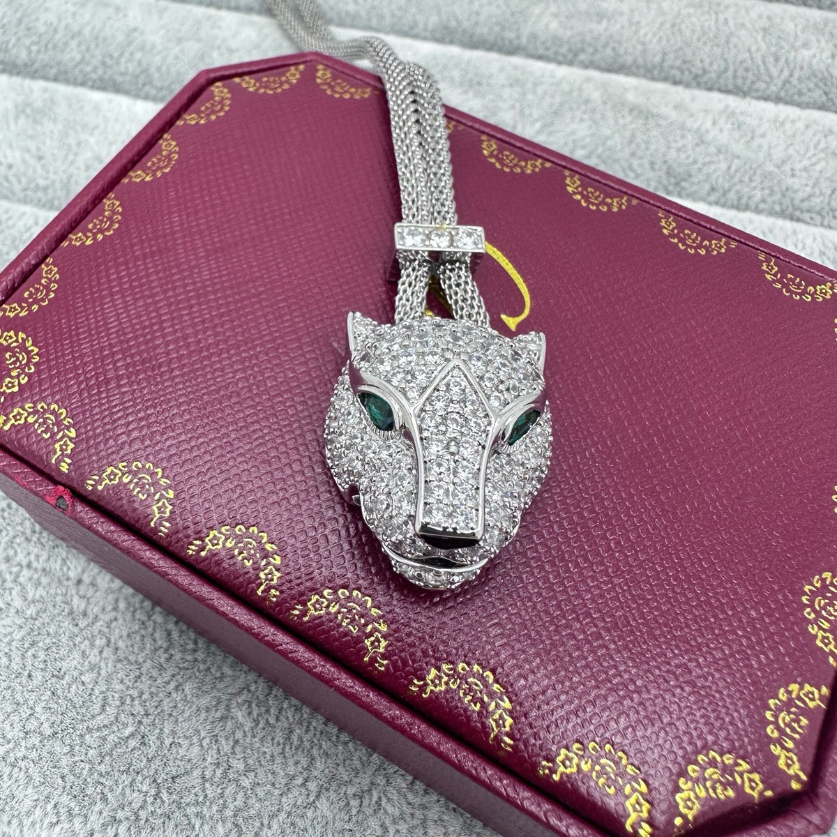 [Renovia Jewelry]FULL STONE BIG LEOPARD HEAD NECKLACE