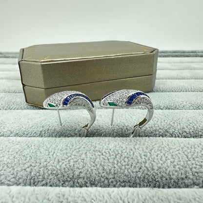 [Renovia Jewelry]FULL STONE TWO-TONE SNAKE EARRING STUDS