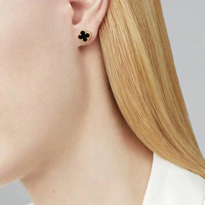 [Renovia Jewelry]CLOVER MINI 9.5MM BLACK MOP EARRINGS