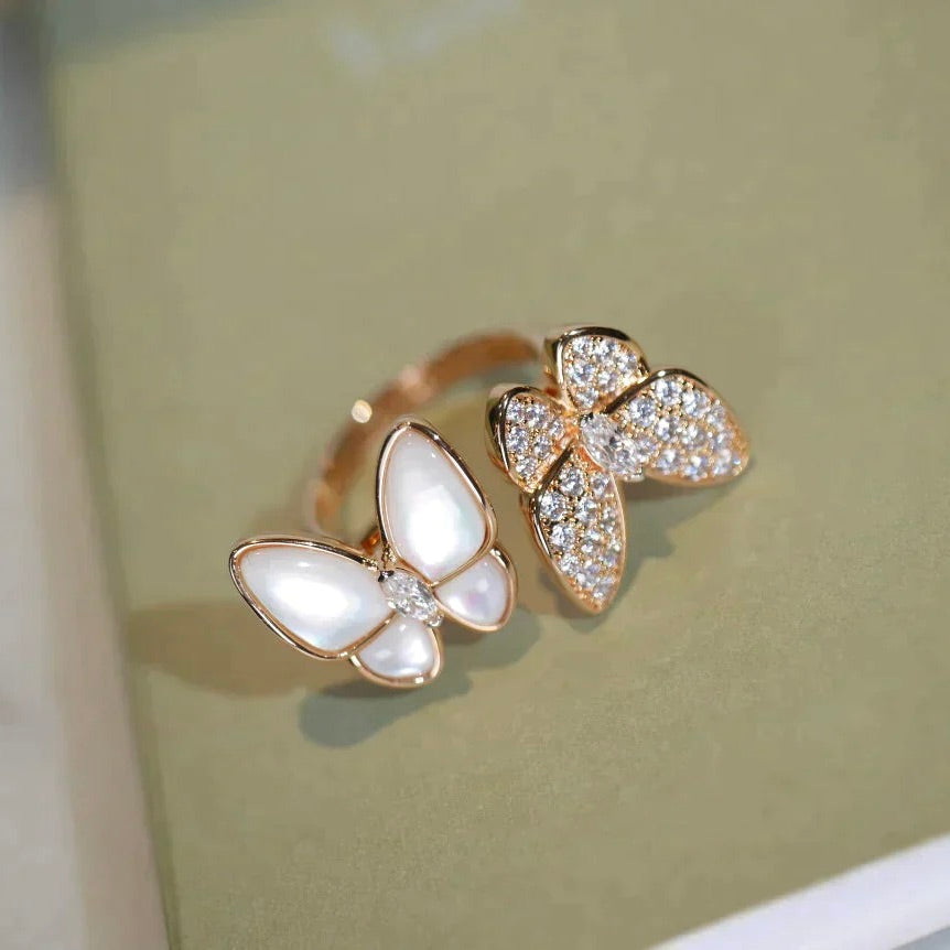 [Renovia Jewelry]TWIN BUTTERFLY DIAMOND MOP RING