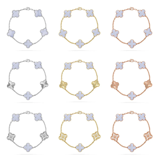 [Renovia Jewelry] CLOVER 5 MOTIF PURPLE CHALCEDONY BRACELET COLLECTION