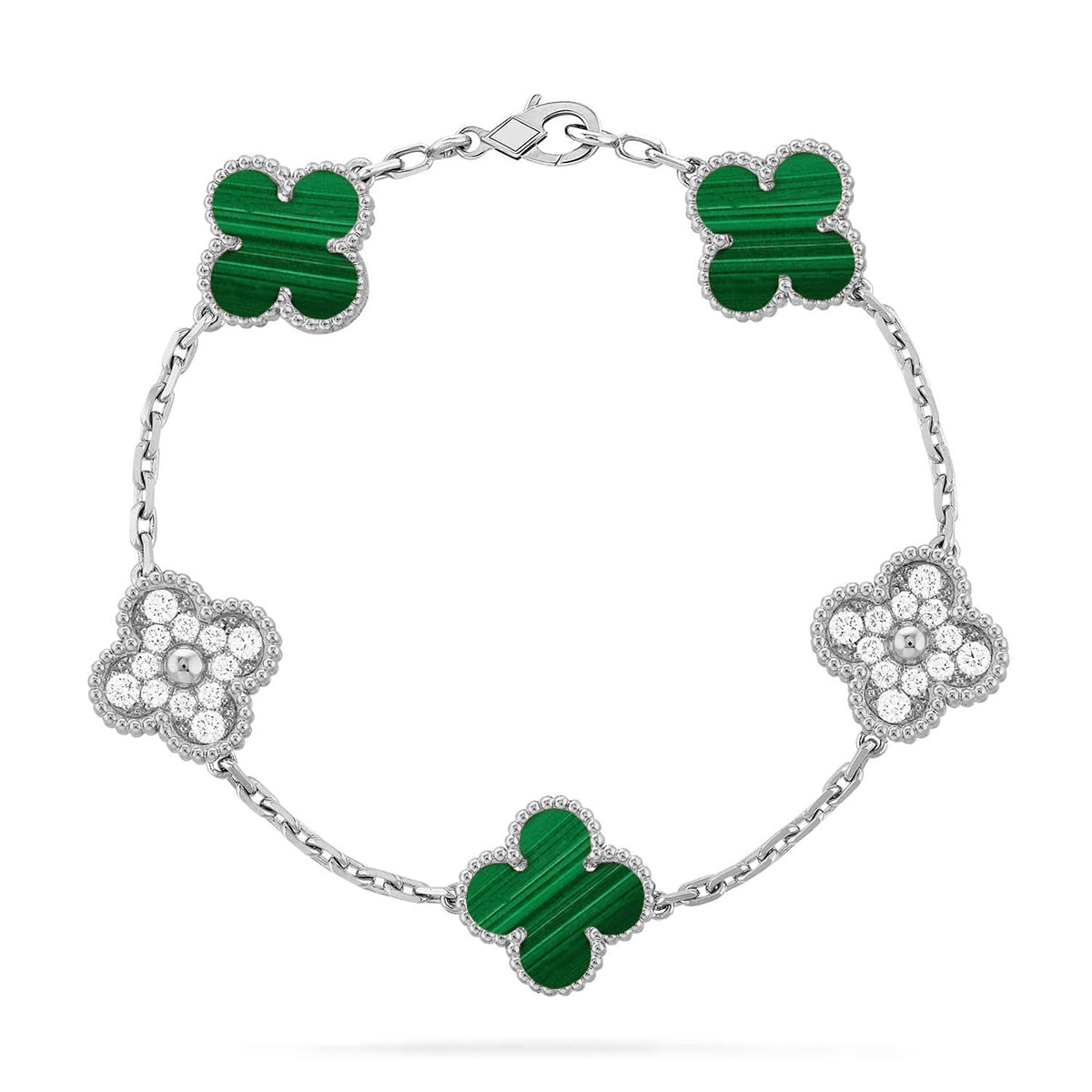 [Renovia Jewelry] CLOVER 5 MOTIF MALACHITE BRACELET COLLECTION
