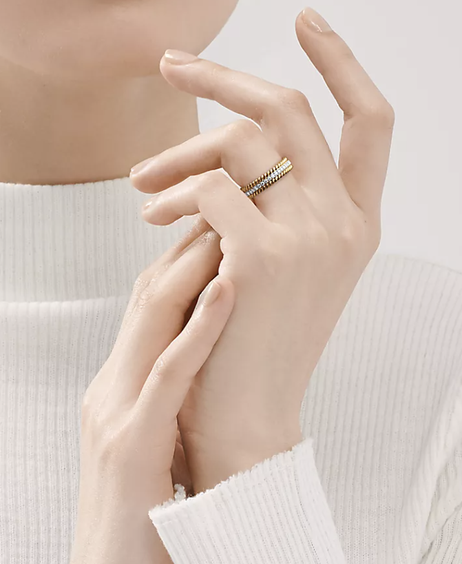 [Renovia Jewelry]ROPE TWO-ROW GOLD DIAMOND RING