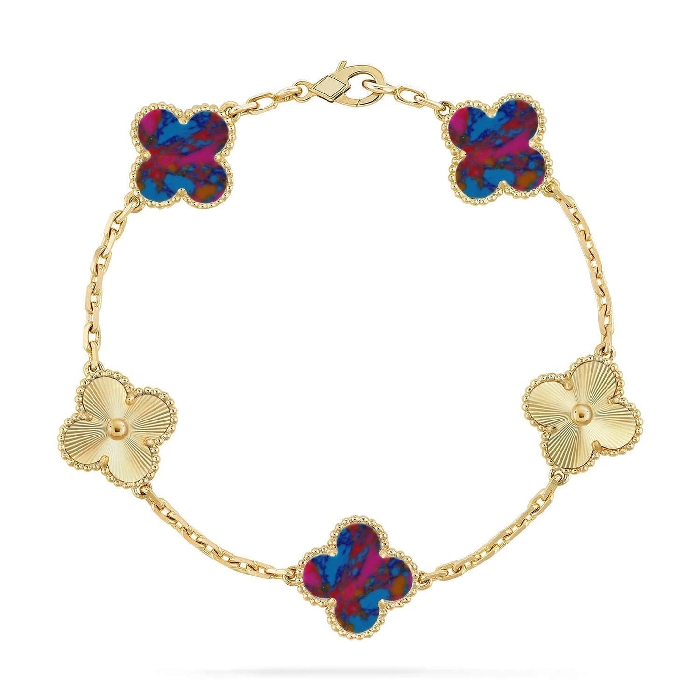 [Renovia Jewelry]CLOVER 5 MOTIF COLOR GEMSTONES BRACELET COLLECTION