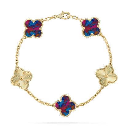 [Renovia Jewelry]CLOVER 5 MOTIF COLOR GEMSTONES BRACELET COLLECTION