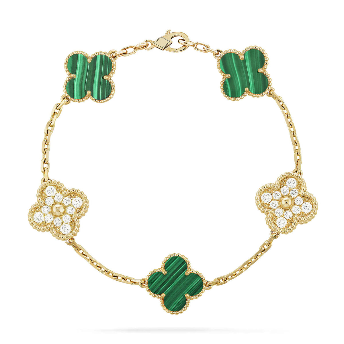 [Renovia Jewelry] CLOVER 5 MOTIF MALACHITE BRACELET COLLECTION