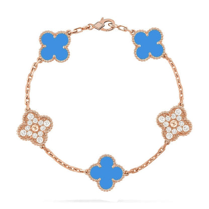 [Renovia Jewelry] CLOVER 5 MOTIF BLUE AGATE BRACELET COLLECTION
