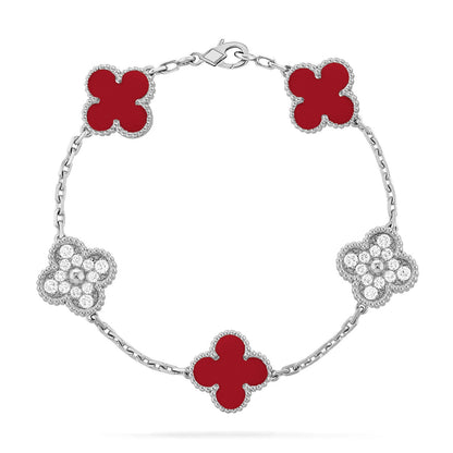 [Renovia Jewelry] CLOVER 5 MOTIF RED CORNELIAN BRACELET COLLECTION