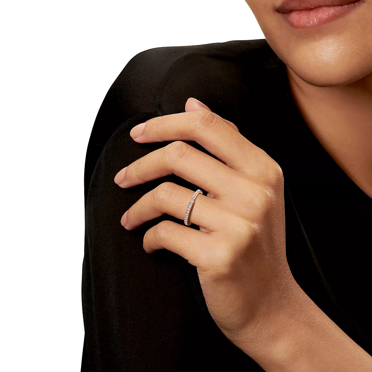 [Renovia Jewelry]LOCK RING PINK GOLD DIAMOND PAVED