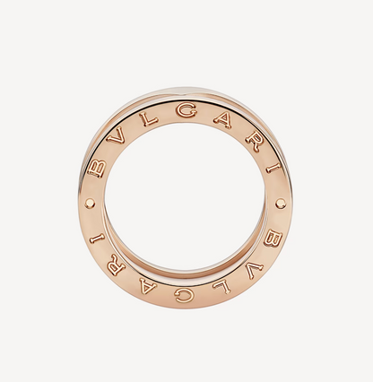[Renovia Jewelry]ZERO 1 TWO-BAND LOOPS AND WHITE CERAMIC SPIRAL PINK GOLD RING