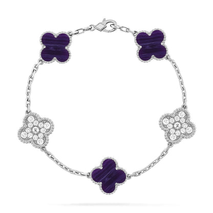 [Renovia Jewelry]CLOVER 5 MOTIF PURPLE STRIPES BRACELET COLLECTION