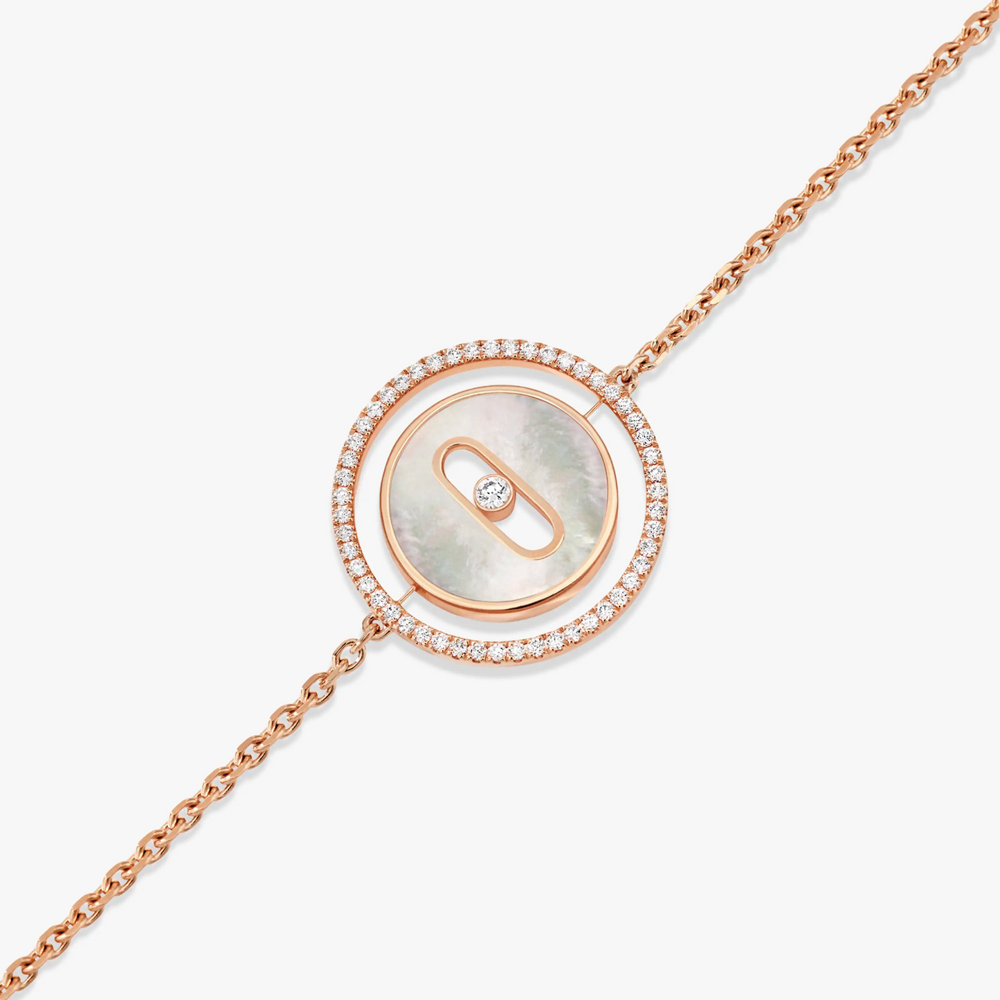 [Renovia Jewelry]LUCKY MOVE WHITE MOTHER OF PEARL PINK GOLD DIAMOND BRACELET