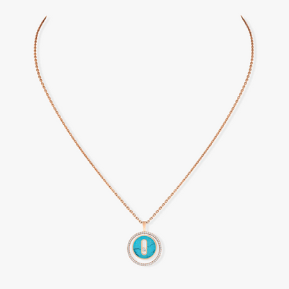 [Renovia Jewelry]LUCKY MOVE 1 DIAMOND TURQUOISE PINK GOLD DIAMOND NECKLACE