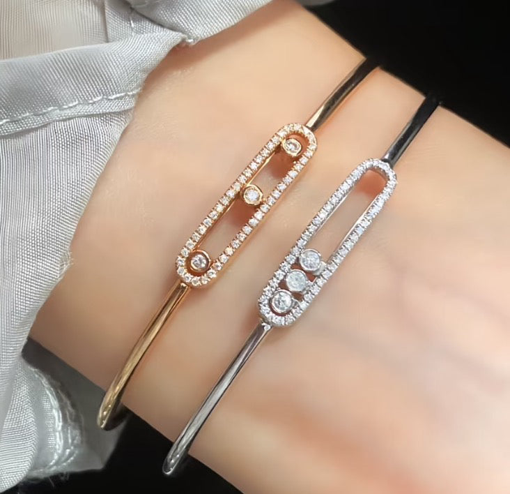 [Renovia Jewelry]Move Pavé Diamond Bangle Bracelet M