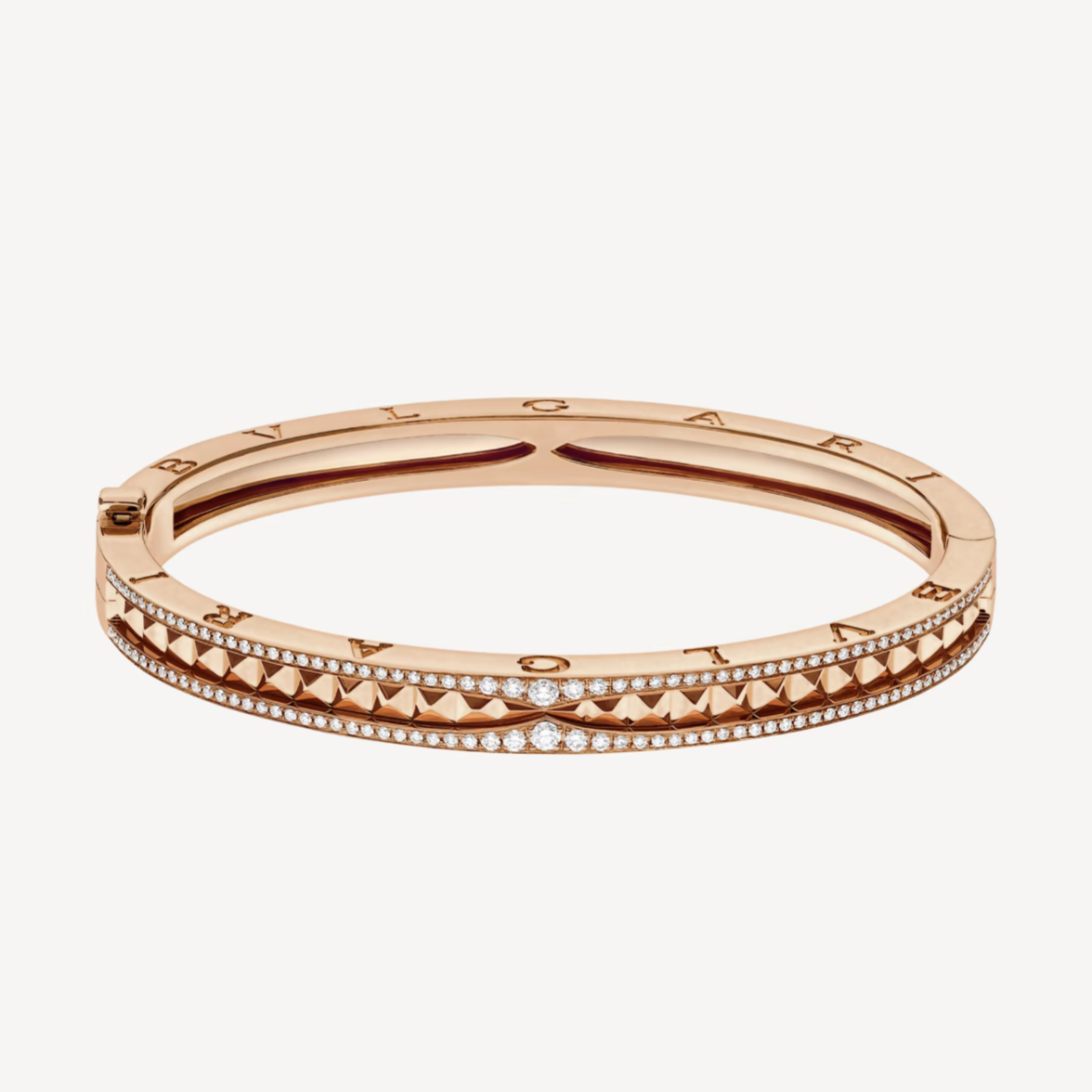 [Renovia Jewelry]ZERO 1 SPIRAL AND PAVED DIAMOND PINK GOLD BRACELET
