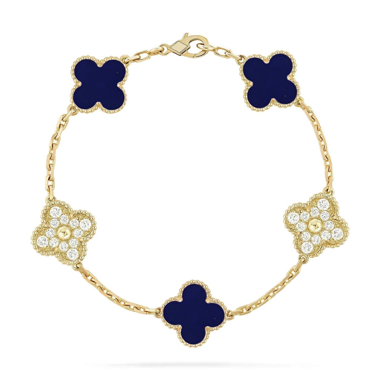 [Renovia Jewelry]CLOVER 5 MOTIF LAPIS LAZULI BRACELET COLLECTION