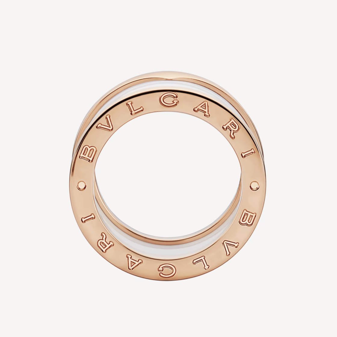 [Renovia Jewelry]ZERO 1 FOUR-BAND LOOPS AND WHITE CERAMIC SPIRAL PINK GOLD RING