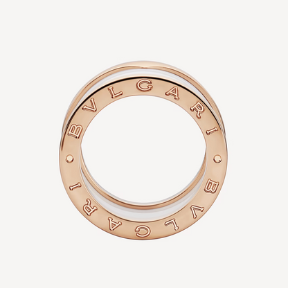 [Renovia Jewelry]ZERO 1 FOUR-BAND LOOPS AND WHITE CERAMIC SPIRAL PINK GOLD RING
