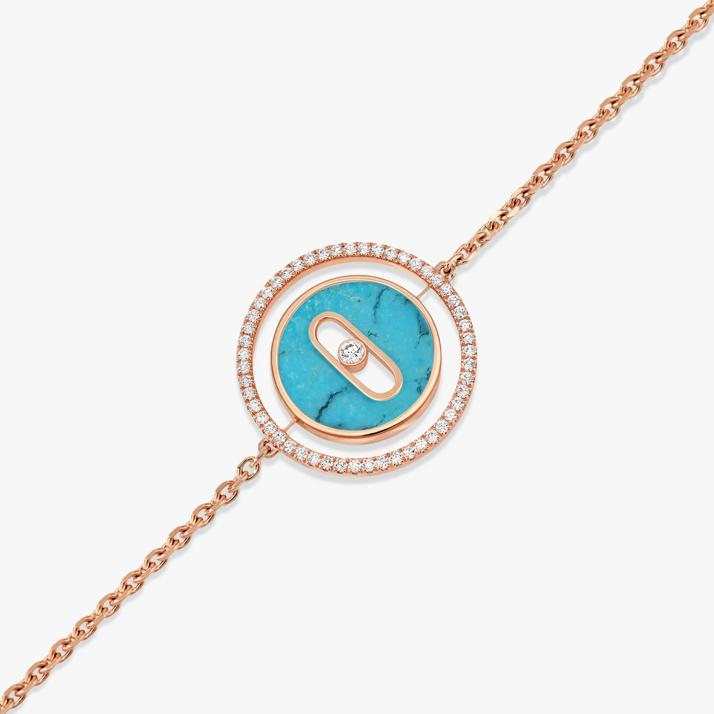 [Renovia Jewelry]LUCKY MOVE TURQUOISE PINK GOLD DIAMOND BRACELET