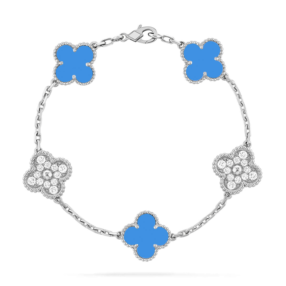 [Renovia Jewelry] CLOVER 5 MOTIF BLUE AGATE BRACELET COLLECTION