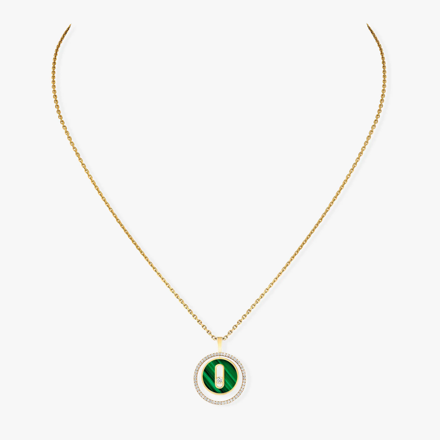 [Renovia Jewelry]LUCKY MOVE 1 DIAMOND MALACHITE GOLD DIAMOND NECKLACE