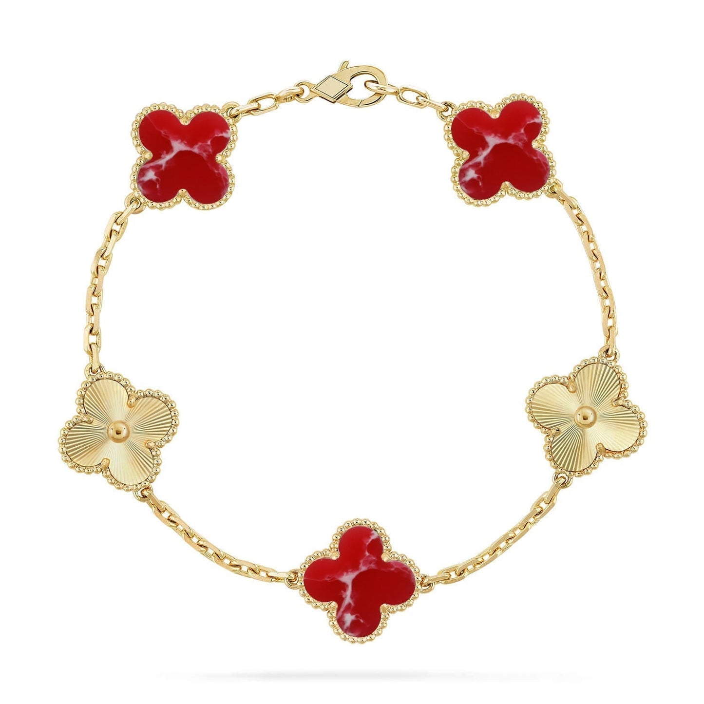 [Renovia Jewelry]CLOVER 5 MOTIF RED PATTERN BRACELET COLLECTION