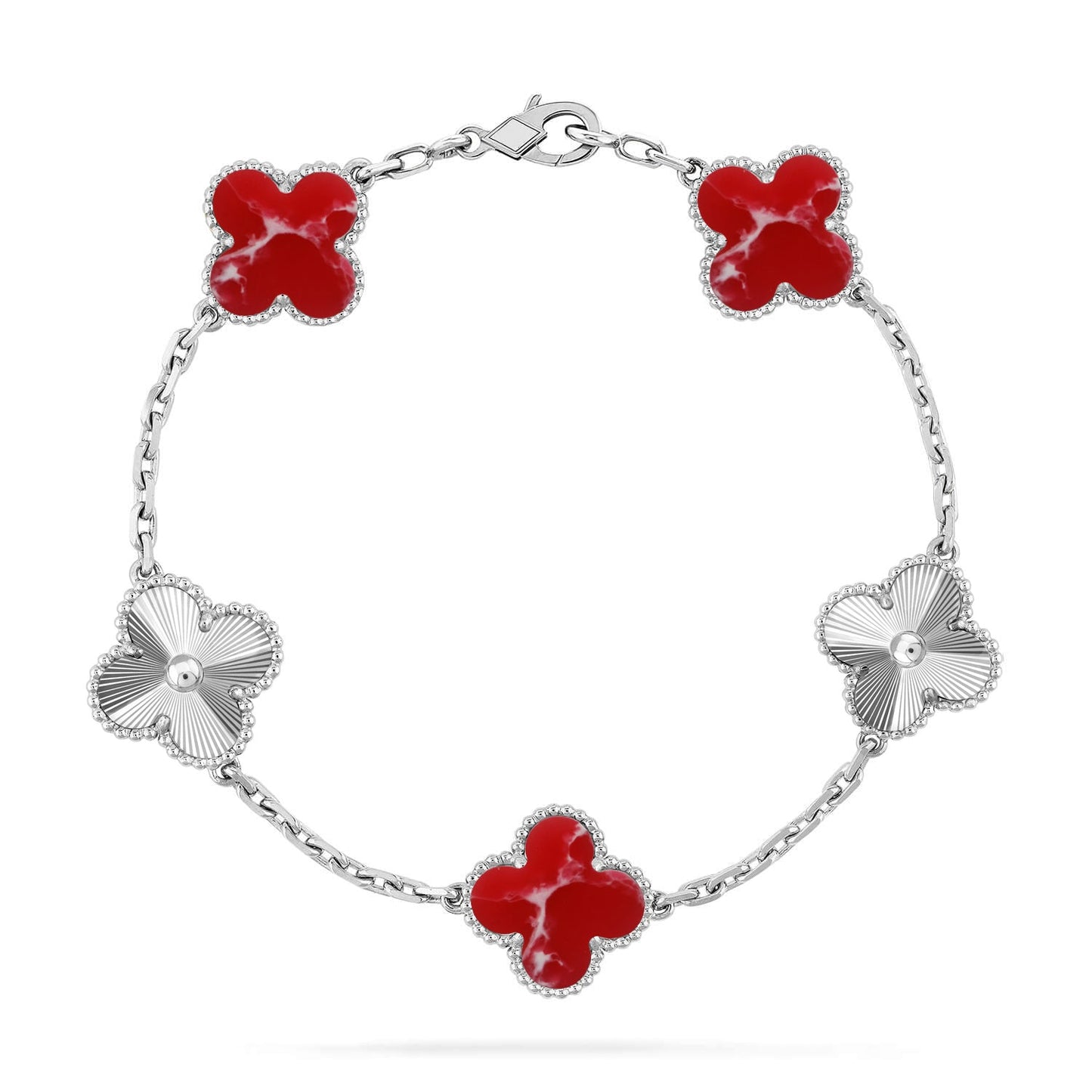 [Renovia Jewelry]CLOVER 5 MOTIF RED PATTERN BRACELET COLLECTION