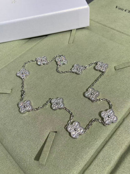 [Renovia Jewelry]CLOVER 10 MOTIFS  FULL DIAMOND NECKLACE
