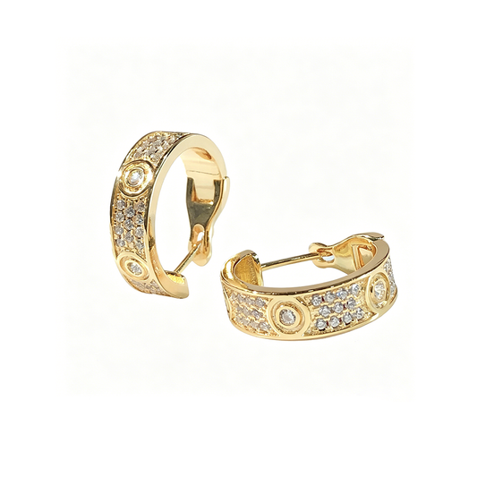 [Renovia Jewelry]LOVE 5.5MM DIAMOND PAVED EARRINGS