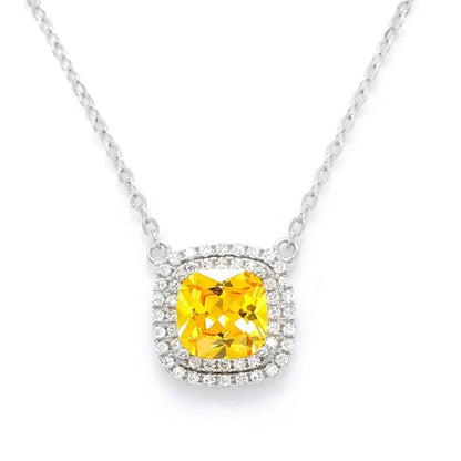 [Renovia Jewelry]SPARKLERS CITRINE GEMSTONE PENDANT NECKLACE STERLING SILVER