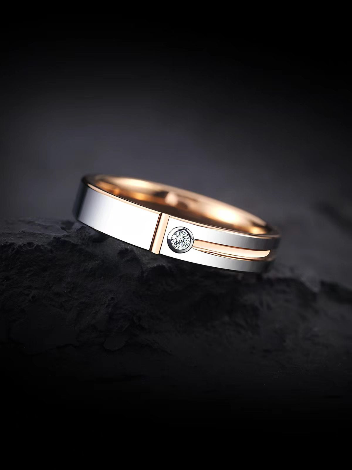 Men's Rose Gold Tungsten Wedding Band, Couple Matching Ring